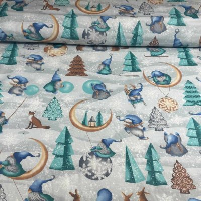 Vánoční bavlněná látka, metráž, šíře 160 cm, Vánoční vzor na Šedém – Zbozi.Blesk.cz