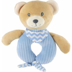 Teddies Chrastítko medvěd plyš 17x16cm modrý