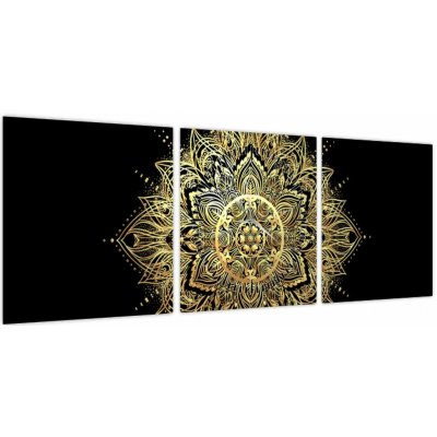 Obraz - Mandala bohatství (s hodinami), třídílný 90x30 cm s hodinami – Zboží Dáma