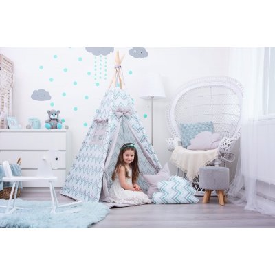 BabyTýpka Dětské teepee Cikcak mint grey – Zboží Dáma