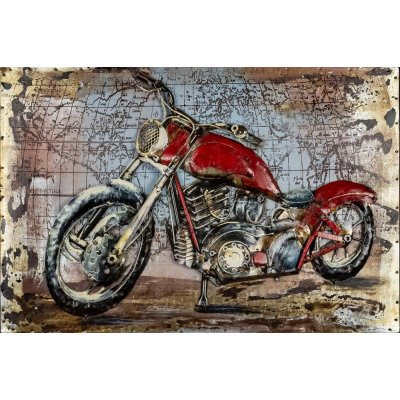Červená motorka veterán 60x40 cm, vintage – Zboží Mobilmania