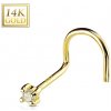 Piercing Šperky4U zlatý piercing do nosu zirkon ZL01010-YG