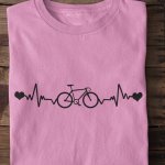 Pánské tričko EKG křivka kolo srdce pískové
