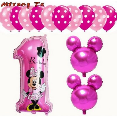 Balonky narozeninová sada růžová Minnie Mouse číslo 1 od 210 Kč - Heureka.cz