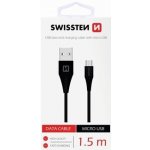 Swissten 71504301 USB 2.0, zástrčka A - zástrčka micro B, konektor 6,5mm, 1,5m, černý – Zboží Mobilmania