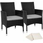 tectake 404549 2 zahradní židle ratanové vč. 4 povlaků - černá/béžová – Zboží Dáma