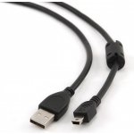 Gembird CCF-USB2-AM5P-6 USB 2.0 A-Mini B (5pin) propojovací, HQ s ferritovým jádrem, 1,8m, černý – Sleviste.cz