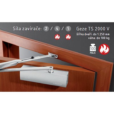 AC-T Geze TS 2000 V ramínko s pevnou aretací stříbrná – Zboží Mobilmania