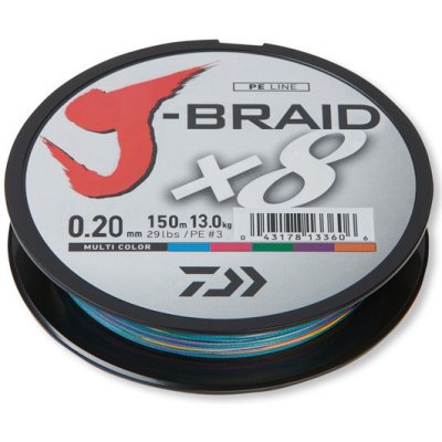Daiwa pletená šňůra J-Braid Grand X8 Multi-Color 150 m 0,18 mm