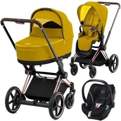 CYBEX Rám e-Priam 2.0 + Seat Pack + Lux Carry Cot + Aton 5 2023 Mustard Yellow