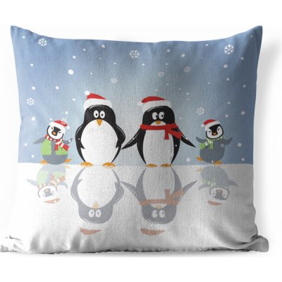 MuchoWow Vnější polštář Ilustrace tučňáčí rodiny na ledě 45x45 – Zboží Mobilmania