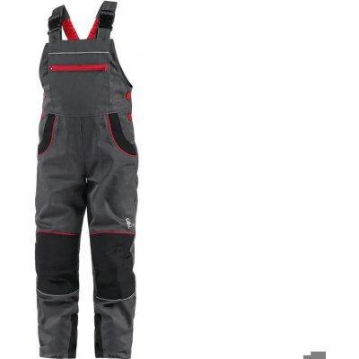 CXS Kalhoty pracovní s laclem dětské PHOENIX CASPER barva šedo-červené – Zboží Mobilmania