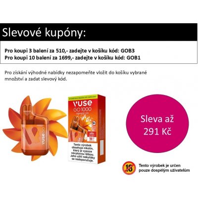 Vuse GO 1000 Box Orange Ice 18 mg 1000 potáhnutí – Zboží Dáma