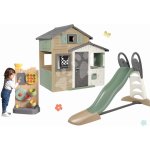 Smoby Set domeček Přátel ekologický a 23 m skluzavka Friends Evo Playhouse Green rozšiřitelný s hrací stěnou Activity Wall – Zbozi.Blesk.cz