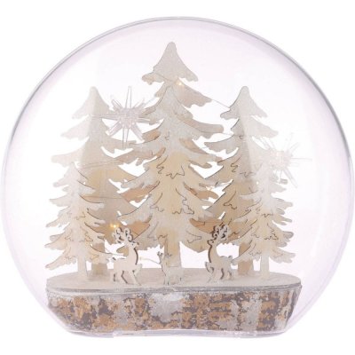 Home Styling Collection Vánoční koule Dřevěný les se soby svítící 15 x LED – Zbozi.Blesk.cz