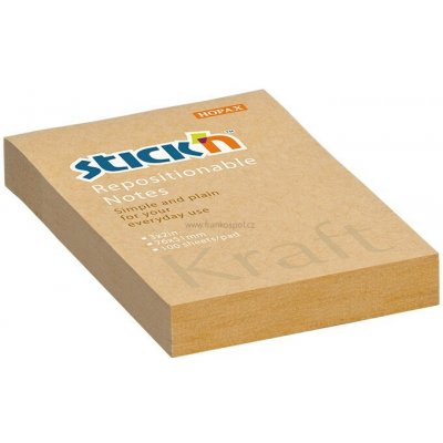 Samolepicí bloček Stick'n by HOPAX Kraft, 76 x 51 mm, 100 lístků, hnědý – Hledejceny.cz