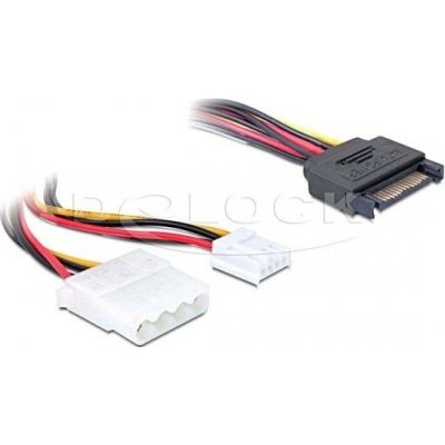 DeLock 65227 napájecí adaptér SATA samec 15 pin > 4 pin Molex + 3,5 floppy – Zbozi.Blesk.cz