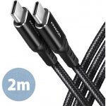 Axagon BUCM-CM20AB HQ USB-C USB-C, USB 2.0, PD 60W 3A, ALU, oplet, 2m, černý – Zboží Mobilmania