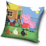 Carbotex polštář PRASÁTKO PEPINA A TOMÍK NA FARMĚ (PEPPA) zeleno-modrý 40x40 – Zboží Mobilmania