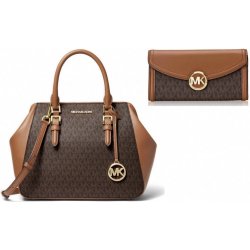 Michael Kors Set kabelka MK Charlotte large a peněženka MK Fulton logo  brown hnědá kabelka - Nejlepší Ceny.cz