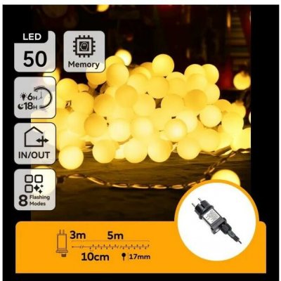 Aigostar LED Ven. dekorační řetěz 50xLED/3,6W/230V/8 funkcí 5m IP44 teplá bílá B103031RM – Hledejceny.cz