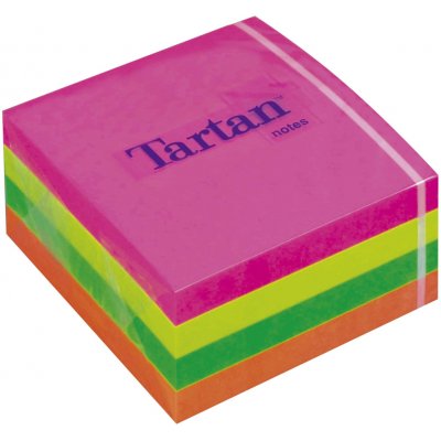 Samolepicí blok na poznámky, 76 × 76 mm, 400 listů, TARTAN, různé neonové barvy 7100172407 – Hledejceny.cz