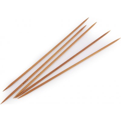 Bambusové ponožkové jehlice č. 2; 2,5; 3; 3,5; 4,5 Varianta: 4 (3,5 mm) bambus tmavý, Balení: 1 sada – Hledejceny.cz