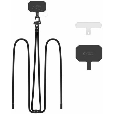 Tech-Protect C5S CrossBody – popruh, šnůrka na telefon s 2x vložkou pod kryt, černá – Zboží Mobilmania