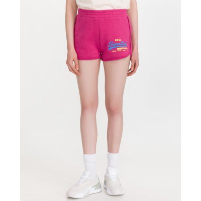 Superdry dámské teplákové krátké kalhoty Vintage Logo Duo růžová – Zboží Mobilmania
