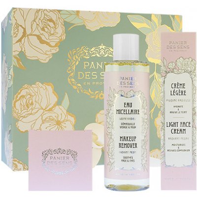 Panier Des Sens Radiant Peony lehký krém na obličej 40 ml + výživný krém na obličej 50 ml + micelární voda 200 ml dárková sada