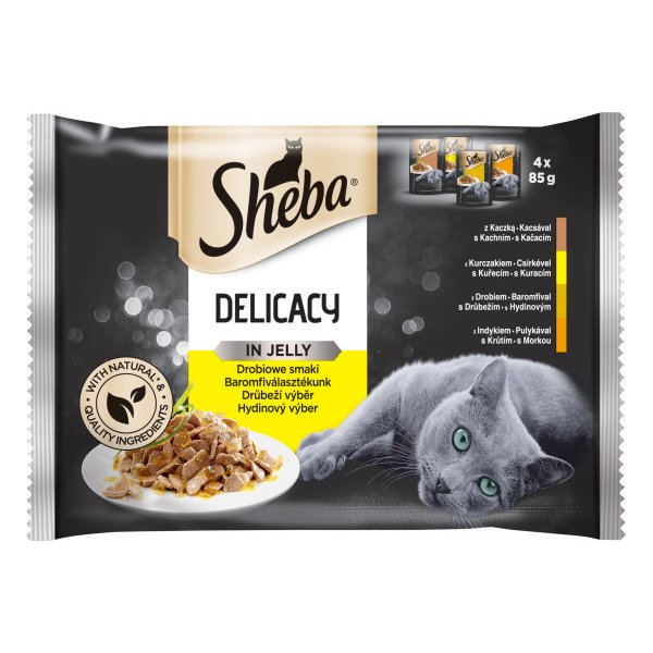 Krmivo pro kočky Sheba Cat Delicacy in Jelly Drůbeží výběr 4 x 85 g