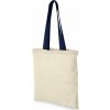 Nákupní taška a košík Bullet Plátěná taška Nevada s barevným držadlem Printwear přírodní modrá námořní