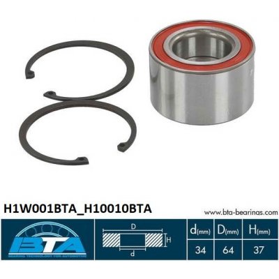 ložisko kola D 64 / d 34 / š 37 mm pro KNOTT 200x50 , nebrzděné nápravy KNOTT VG 7L, AL-KO 2051 – Zboží Mobilmania