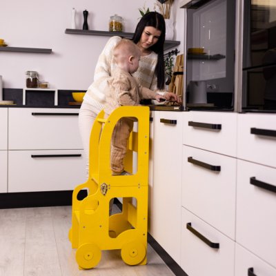 Family scl Montessori učící věž s motivem auta 3v1 Žlutá – Zboží Dáma