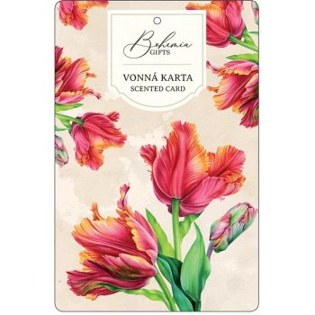 Bohemia Gifts Aromatická karta velká 10,5 x 16 cm Červené tulipány