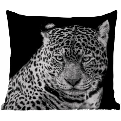 MuchoWow Vnější polštář Leopard Zvířata Černá Bílá Portrét 50x50