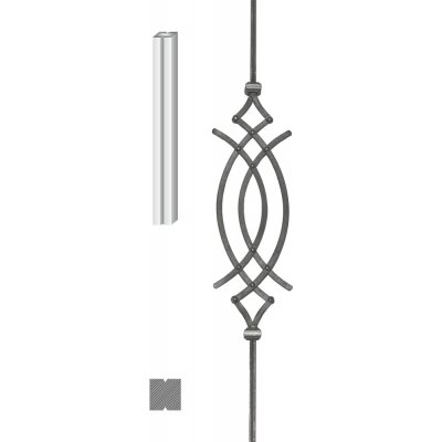 Kovoinox Tyč 12 x 12 x 950 mm, ornament nýtovaný 570 x 165 mm – Hledejceny.cz
