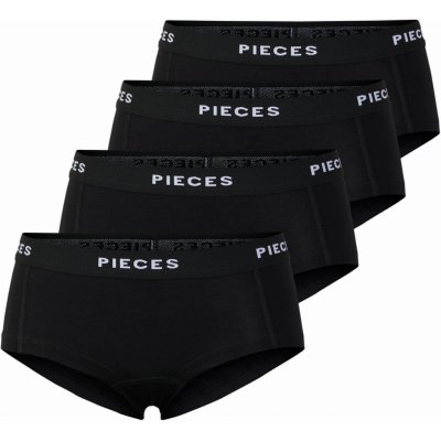 Pieces 4 PACK dámské kalhotky Boxer PCLOGO 17106857 černá