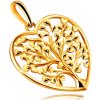 Přívěsky Šperky Eshop Přívěsek ve žlutém zlatěontura srdce s rozvětveným stromem života S4GG245.25
