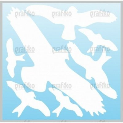 Grafiko | Siluety ptáků aršík 7 ks - BÍLÁ 500x500 mm – Hledejceny.cz