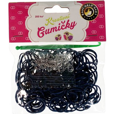 Loom Bands pletací gumičky tmavě modré 200ks + háček – Zboží Dáma