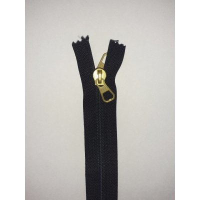 Zip spirálový, černý, oboustranný zlatý jezdec, RŮZNÉ DÉLKY 55 – Zboží Dáma