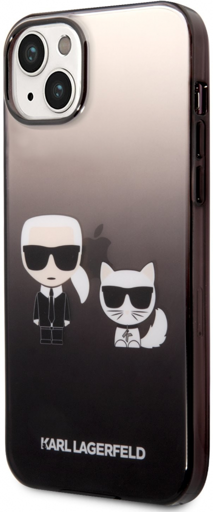 Pouzdro Karl Lagerfeld Gradient Karl and Choupette iPhone 14 Plus černé