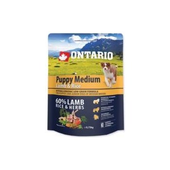 Ontario Puppy Medium Lamb & Rice 0,75 kg