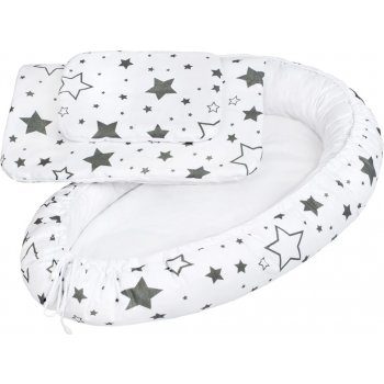 New Baby Luxusní hnízdečko s peřinkami hvězdy šedé bílá