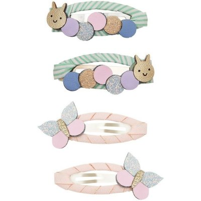 MIMI & LULA Sponky do vlasů Hungry Caterpillar Clic Clacs – set 4 ks, růžová barva, kov, textil – Hledejceny.cz