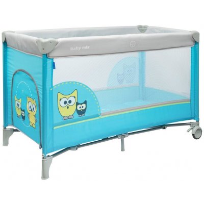 Baby Mix Cestovní postýlka Sova modrá – Zboží Dáma