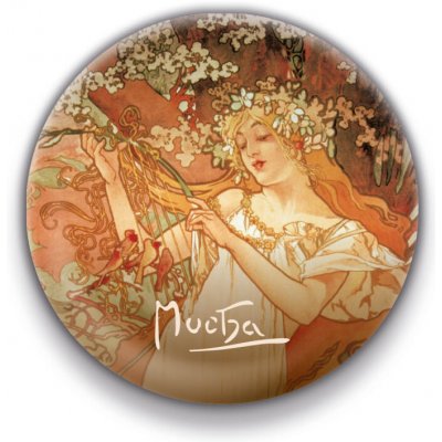 Magnet Alfons Mucha - Jaro, kulatý, 5 cm – Sleviste.cz