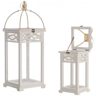 Paris Dekorace Sada 2 bílých dřevěných lucern – Hledejceny.cz