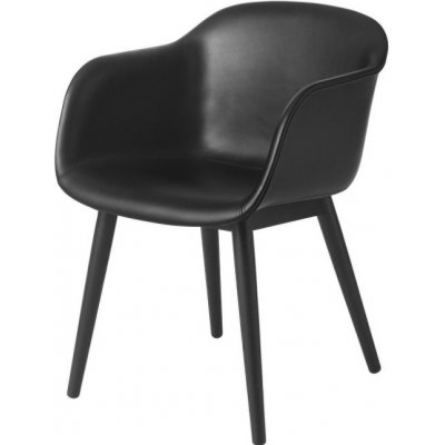 Muuto Fiber Armchair Wood Base kůže černá